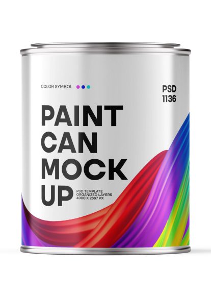 Metallic Paint Can Realistic Packaging Mockup